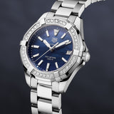 Tag Heuer Aquaracer Quartz Diamonds Blue Dial Silver Steel Strap Watch for Women - WAY131N.BA0748