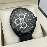 Tag Heuer Formula 1 Automatic Chronograph Black Dial Black Leather Strap Watch for Men - CAZ2011.FT8024