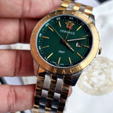 Versace Univers Quartz Green Dial Two Tone Steel Strap Watch for Men - VEBK00718