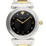 Versace V-Motif Black Dial Two Tone Steel Strap Watch for Women - VERE00518