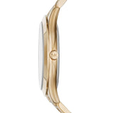 Michael Kors Slim Runway Green Dial Gold Steel Strap Watch for Women - MK3435