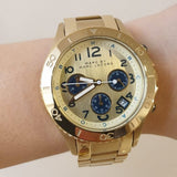 Marc Jacobs Rock Metal Chronograph Gold Dial Gold Steel Strap Watch for Men - MBM3158