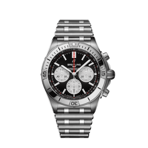 Breitling Chronomat B01 42mm Black Dial Silver Steel Strap Watch for Men - AB0134101B1A1