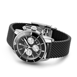 Breitling Superocean Heritage B01 Chronograph 44 Black Dial Black Mesh Bracelet Watch for Men - AB0162121B1S1