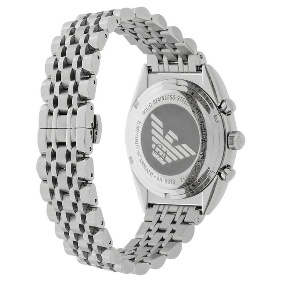 Emporio Armani Franco Black Dial Silver Steel Strap Watch For Men - AR0373