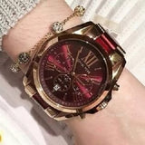 Michael Kors Bradshaw Burgundy Dial Two Tone Steel Strap Watch for Women - MK6270