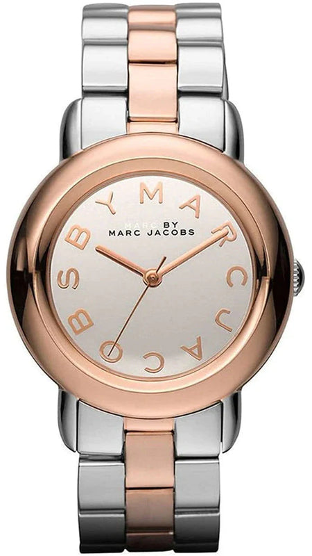 Marc Jacobs Marc Silver Dial Two Tone Steel Strap Watch for Women- MBM3170