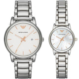 Emporio Armani Quartz White Dial Silver Steel Strap Watch For Men - AR90000