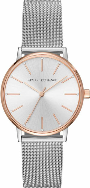 Armani Exchange Lola Analog White Dial Silver Mesh Strap Watch For Women - AX5537