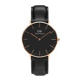 Daniel Wellington Classic Sheffield Black Dial Black Leather Strap Watch For Men - DW00100127