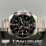 Tag Heuer Aquaracer Quartz Chronograph Black Dial Silver Steel Strap Watch for Men - CAY111A.BA0927