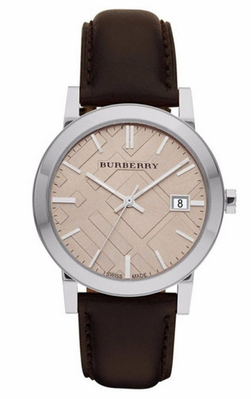 Burberry Heritage Beige Dial Brown Leather Strap Watch for Men - BU1777
