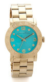 Marc Jacobs Amy Green Dial Gold Steel Strap Watch for Women - MBM8624
