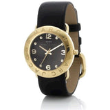 Marc Jacobs Amy Black Dial Black Leather Strap Watch for Women - MBM1154