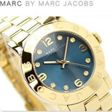 Marc Jacobs Amy Blue Dial Gold Steel Strap Watch for Women - MBM3166
