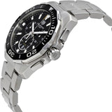 Tag Heuer Aquaracer Quartz Chronograph Black Dial Silver Steel Strap Watch for Men - CAY111A.BA0927