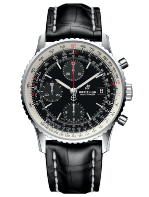 Breitling Navitimer 1 Chronograph 41mm Automatic Black Dial Black Leather Strap Mens Watch - A13324121B1P1