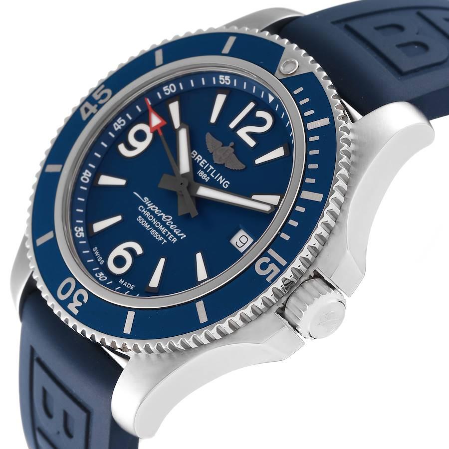 Breitling Superocean 44mm Automatic Blue Dial Blue Rubber Strap Watch for Men - A17367D81C1S2