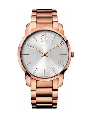 Calvin Klein City White Dial Rose Gold Steel Strap Watch for Men - K2G21646