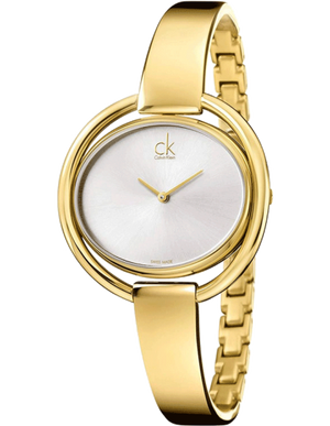 Calvin Klein Impetuous White Dial Gold Steel Strap Watch for Women - K4F2N516