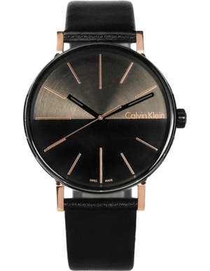 Calvin Klein Boost Black Dial Black Leather Strap Watch for Men - K7Y21TCZ