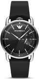 Emporio Armani Aviator Quartz Black Dial Black Leather Strap Watch For Men - AR11336