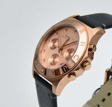 Marc Jacobs Blade Chronograph Rose Gold Dial Black Leather Strap Watch for Women - MBM1188