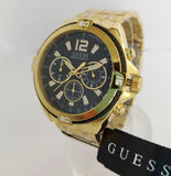 Guess Surge Chronograph Black Dial Gold Steel Strap Watch for Men - W1258G2