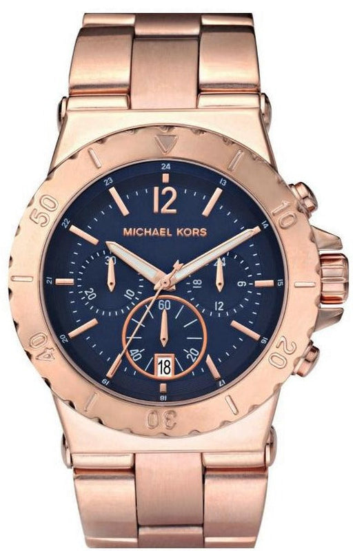 Michael Kors Bel Aire Blue Dial Rose Gold Steel Strap Watch for Women - MK5410