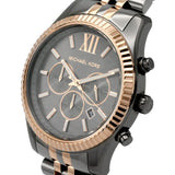 Michael Kors Lexington Chronograph Black Dial Two Tone Steel Strap Watch for Men - MK8561