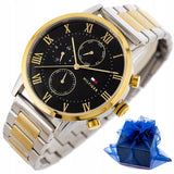 Tommy Hilfiger Analog Black Dial Two Tone Steel Strap Watch for Men - 1791539
