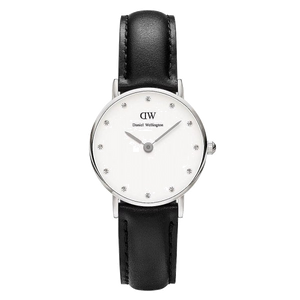 Daniel Wellington Classy Sheffield White Dial Black Leather Strap Watch For Women - DW00100068