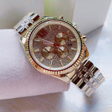 Michael Kors Lexington Chronograph Gold Dial Gold Steel Strap Watch For Men - MK8579
