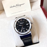 Salvatore Ferragamo F-80 Classic Black Dial Black Leather Strap  Watch for Men - SFDT00219