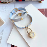 Versace Medusa Lock Icon Quartz White Dial Blue Leather Strap Watch for Women - VEDW00419