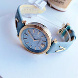 Versace V-Twist Blue Dial Blue Leather Strap Watch for Women - VELS00319