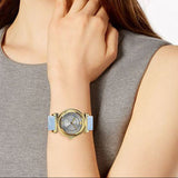Versace V-Motif Grey Dial Blue Leather Strap Watch for Women - VERE00318