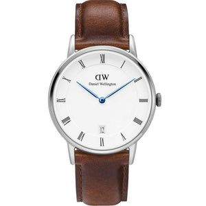 Daniel Wellington Dapper St Mawes White Dial Brown Leather Strap Watch For Women - DW00100095
