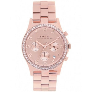 Marc Jacobs Henry Chronograph Rose Gold Dial Rose Gold Steel Strap Watch for Women - MBM3118