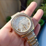 Michael Kors Byrn Quartz Gold Dial Gold Steel Strap Watch For Women - MK6134