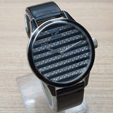 Marc Jacobs Lidia Stripe Glitz Black Dial Black Leather Strap Watch for Women - MBM1166
