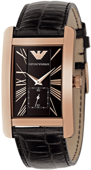 Emporio Armani Classic Black Dial Black Leather Strap Watch For Women - AR0169