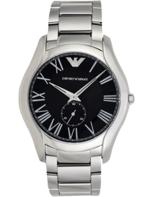 Emporio Armani Valente Quartz Black Dial Silver Steel Strap Watch For Men - AR11086