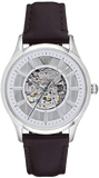 Emporio Armani Meccanico White Dial Brown Leather Strap Watch For Men - AR1946