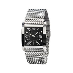 Emporio Armani Classic Black Dial Silver Mesh Bracelet Watch For Women - AR2013