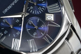 Emporio Armani Classic Blue Dial Silver Steel Strap Watch For Men - AR1635
