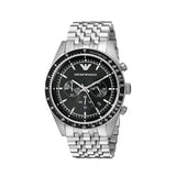 Emporio Armani Tazio Chronograph Black Dial Silver Steel Strap Watch For Men - AR5988