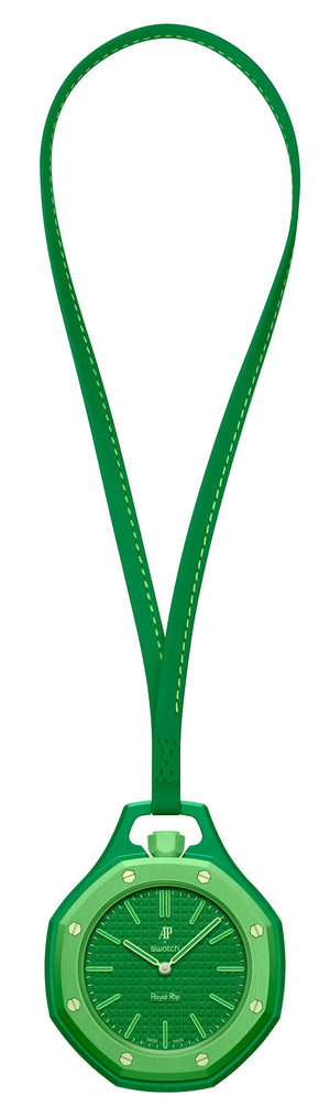 Swatch x AP Royal Pop Green Dial Green Leather Lanyard Watch for Men - Green Eight