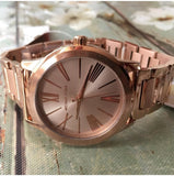 Michael Kors Hartman Rose Gold Dial Rose Gold Steel Strap Watch For Women - MK3491