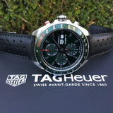 Tag Heuer Formula 1 Calibre 16 Automatic Chronograph Green Dial Black Leather Strap Watch for Men - CAZ2016.FC6473
